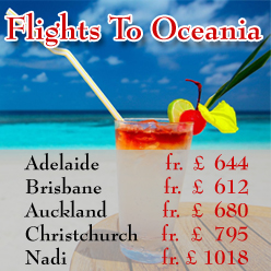 Online Flight Booking, Flights to oceania From London.